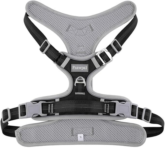 Adjustable Dog Harness - No Pull, Reflective, Soft Padded for Small, Medium, Large Dogs - Includes Leash and Collar Black M