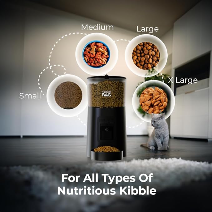 Smart HD Automatic Cat Feeder with 1080P Camera & Night Vision, 2-Way Audio, WiFi App Control, Anti-Jam 6L Cat Feeder with Backup Power, Easy to Clean, Schedules Up to 15 Meals for Cat & Dog, Black