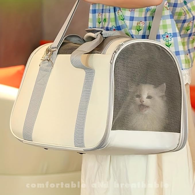 Cat Carriers Dog Carrier Pet Carrier for Smallr, Soft-Sided Cat Backpack & Dog Travel Bag, Carrier for Small Dogs & Cats Under 15 lbs, Puppy Crate & Cat Kennel in Grey(16.54*9.45*10.24inch)
