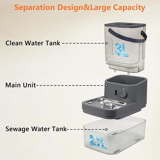 Smart Pet Water Fountain,Filterless Cat Water Fountain No Filter,3L/102oz Ultra Silent Cat Fountain, Separation Design