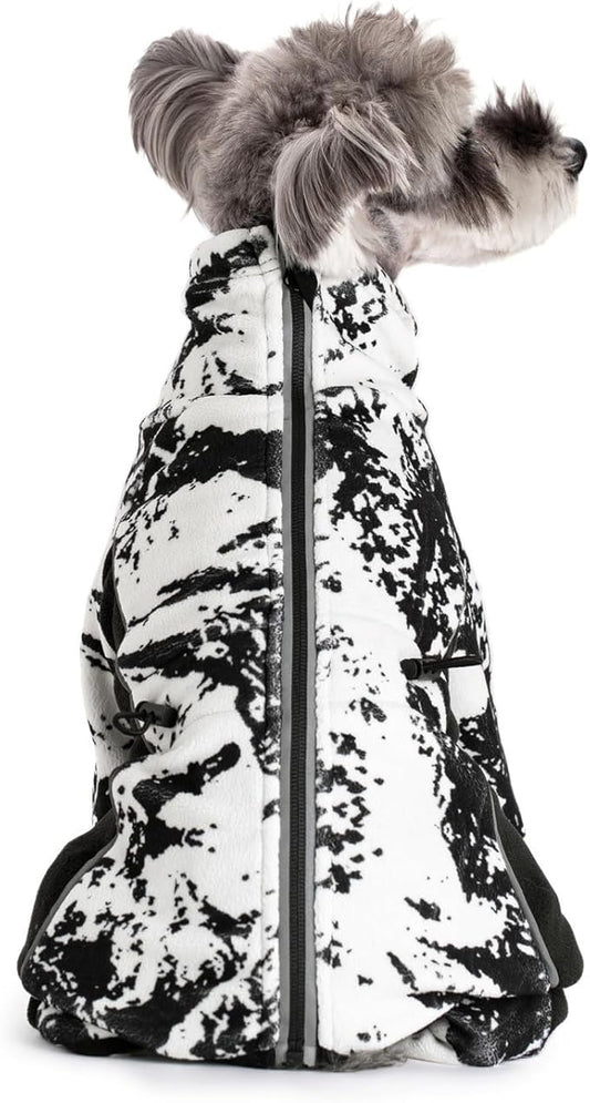 Fleece Dog Coat for Small Medium Dog,Pullover Pajamas Jumpsuit Bodysuit Puppy Coats with Legs, Pet Windproof Warm Cold Weather Jacket Full Body Vest Cozy Snowsuit Outfit Clothes (White, L)