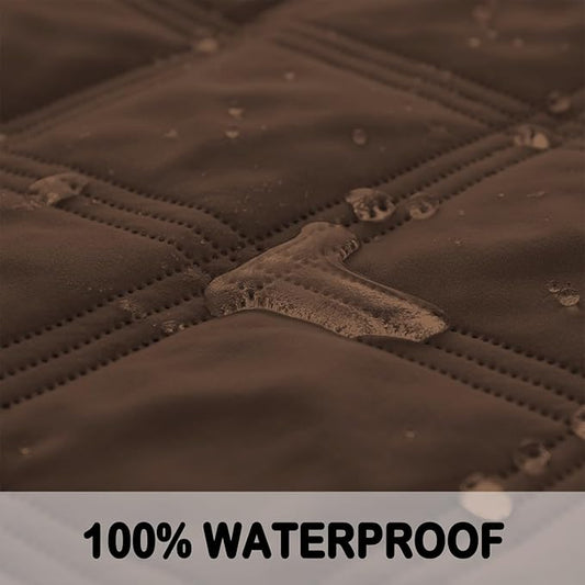 fuguitex Waterproof Dog Blanket Reversible for Small Dogs Resistant Leakproof Washable Couch Cushion Bed Protector Cover for Indoor Furniture Pet Friendly(82"*82",Brown+Chocolate