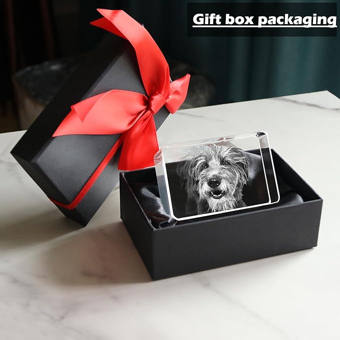 Pet Memorial Gifts for Dogs Cats Horses,Personalized Pet 3D Crystal Photo,Custom 3D Pictures,Engraved Crystal in Memory of Dog,3D Laser Etched Picture, Customized Gifts