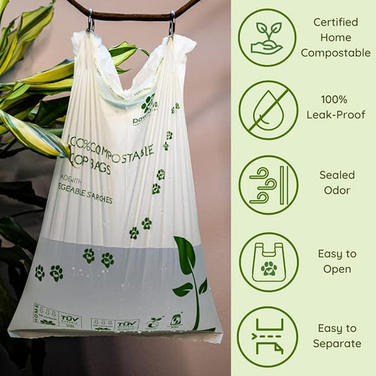 Pawtopia Biodegradable Dog Poop Bags, 60 Count, Certified Home Compostable, Leak-Proof, Easy Open