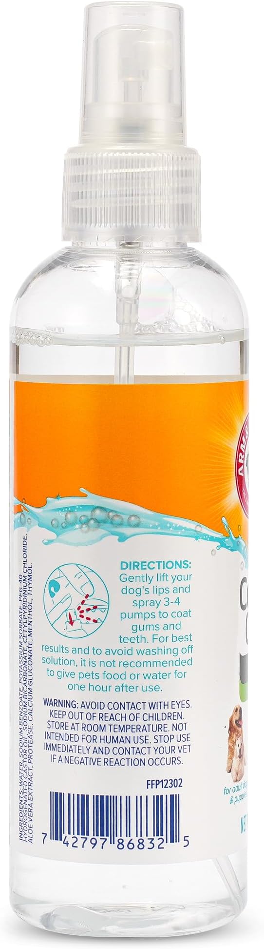 Arm & Hammer Complete Care Dog Dental Spray, Mint Flavor, Easy Brushless Dog Breath Freshener, Baking Soda Enhanced Formula for Fresh Dog Breath, 6oz