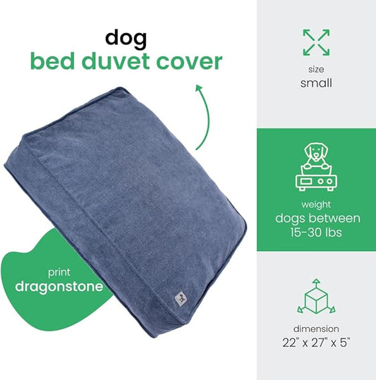 Molly Mutt Dragonstone Dog Bed Duvet Cover, GOTS-Certified 100% Cotton Canvas Cover for Dog, Puppy, or Cat Bed, Durable, Washable, and Free of Harmful Chemicals, Small, 22"x27"x5", Blue
