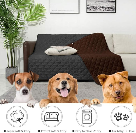 SPXTEX Dog Bed Cover Washable Pee Pads Dog Blankets for Puppy Large Dog Cat,Sofa Reversible Changing Pad Reusable 1 Piece(82"x82",Chocolate+Dark Grey)