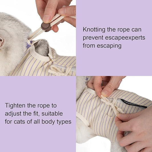 H HIDREAM Cat Clothes for Cats Only Female,Onesie for Women Spaying, Weaning, Skin Disease, Adjustable Cat Surgical Recovery Suit Gown Purple S