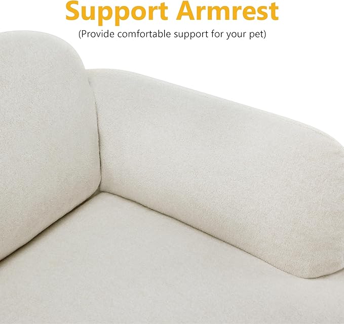 Lovupet Dog Sofa Couch for Medium Breed, Soft Full Foam Dog Couch Bed with Anti-Slip Bottom, PS695 (White)