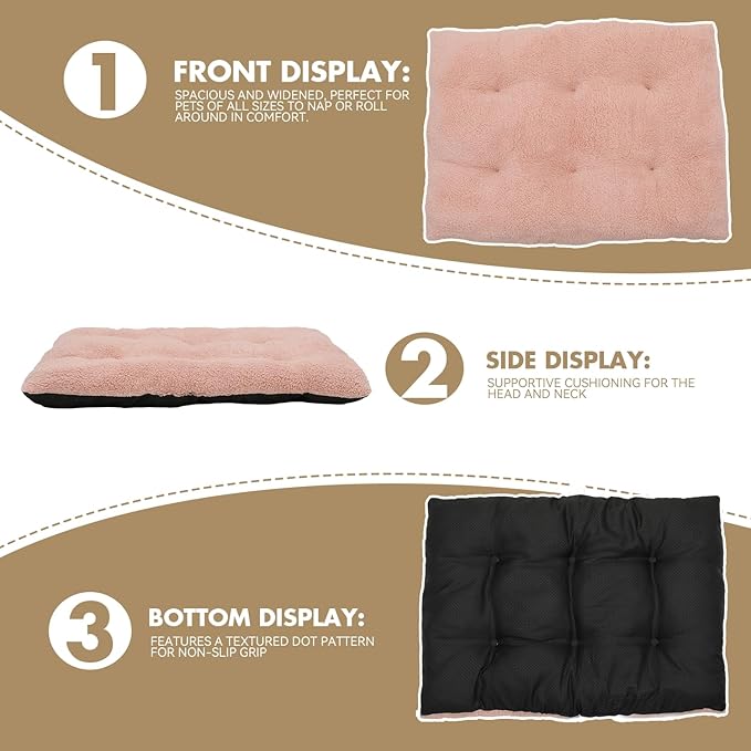 Athena Collection Dog Bed Medium Size Dog, 35 Inches Washable Dog Crate Bed for Medium Dogs Cats Pets, Faux Fir Calming Crate Pad Warming Cozy Soft, Pink