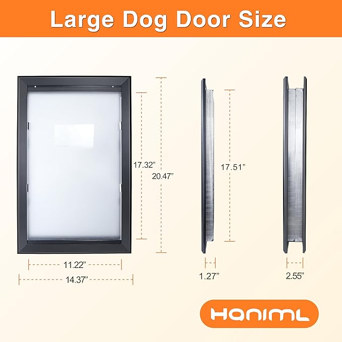 Aluminum Alloy Dog Door, 2 Flap Insulation/Thermal Insulation, Doggy Door for Large Dogs, Closure Panel with Safety Locks