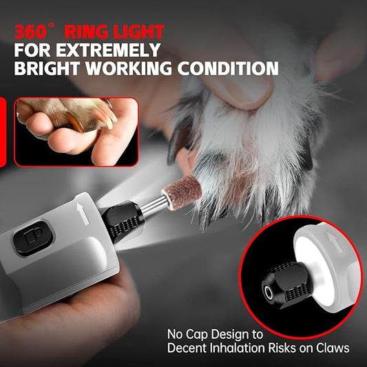 PHALANX 3.7V Dog Nail Grinder - Electric Pet Nail Grinder (Grey-3.7V)