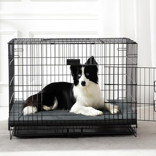 WESTERN HOME Dog Bed for Crate, High Resilience Foam Dog Crate Mat Kennel Pad with Soft Wavy Plush Comfortable Anti-Slip Washable Bed for Large Medium Small Dogs & Cats