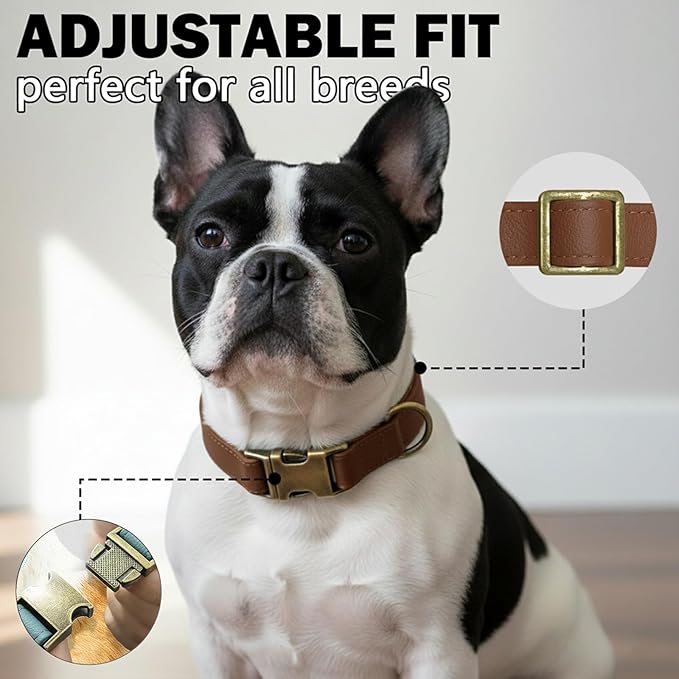 Dog Collars for Small Dogs Silicone Leather Dog Collars Soft Flexible Waterproof Odor-Proof Durable Thick Classic Adjustable Pet Puppy Collar(Brown, Small (9-14" Neck))