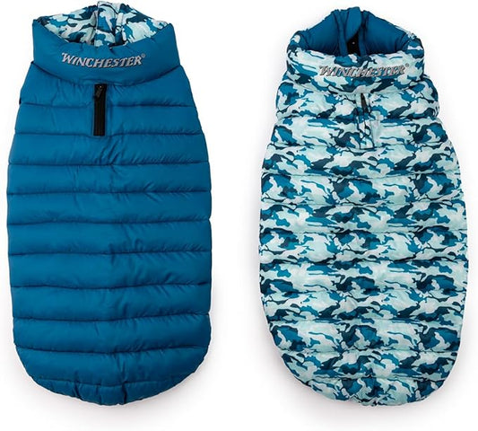 Winchester Pet Premium Reversible Dog Puffer Vest, Blue, Extra Large