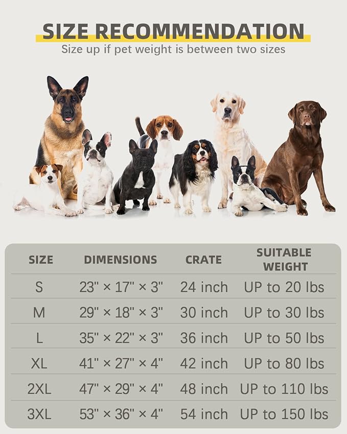 Jumbo Dog Bed for Extra Large Sized Dog Orthopedic Pet Bed with Removable Washable Cover and Non-Slip Bottom, 53x36 Inch, Light Gray