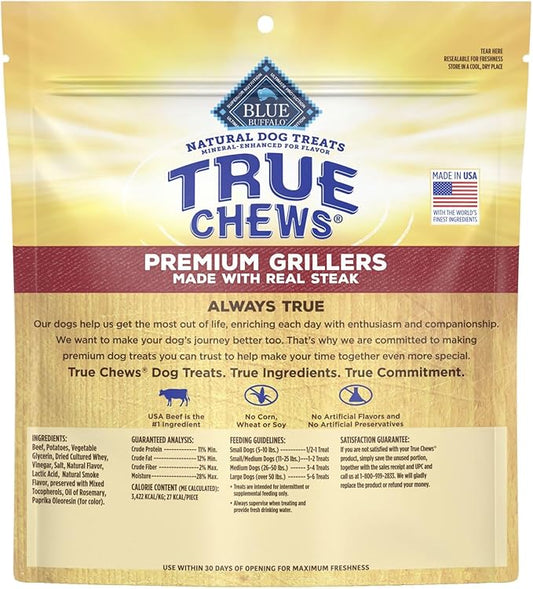 Blue Buffalo True Chews Premium Grillers Natural Dog Treats, Steak 30 oz bag