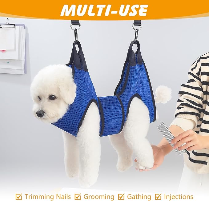Dog Grooming Hammock for Nail Trimming, Pet Grooming Sling Harness Kit, Safe Dog Restraint Hammock for Cats and Small Dogs, Home Grooming Supplies