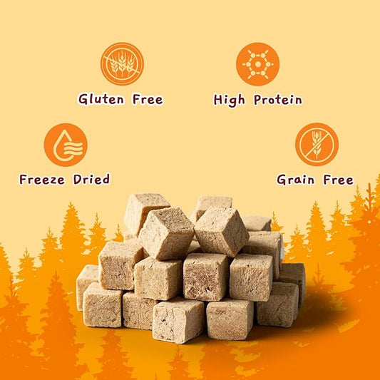 Jungle Calling Freeze Dried Cat Treats, 9.17 oz Single Ingredient Duck Meat for Cats Puppy Dogs, High Protein Food Topper Cube Healthy Dog Treat, Rawhide Free Snacks for Training Bites