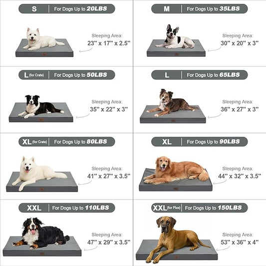 Outdoor Extra Large Dog Bed, Jumbo Waterproof Dog Bed for Large Dogs, Orthopedic Egg Crate Foam Pet Mat with Removable Oxford Cooling Cover, Grey