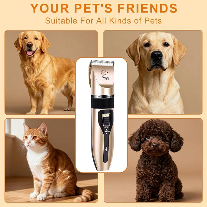 Dog Clippers for Grooming, Low Noise, Electric Quiet, Adjustable Clipper Comb for Dog Grooming Kit, Pet Hair Clippers Grooming kit for Dogs at Home
