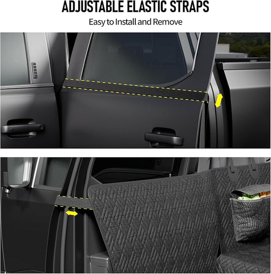 Dog Car Seat Cover for Back Seat, Hard Bottom Back Seat Cover for Full-Size Trucks - Patented Design, Waterproof Dog Hammock, Support 400lbs
