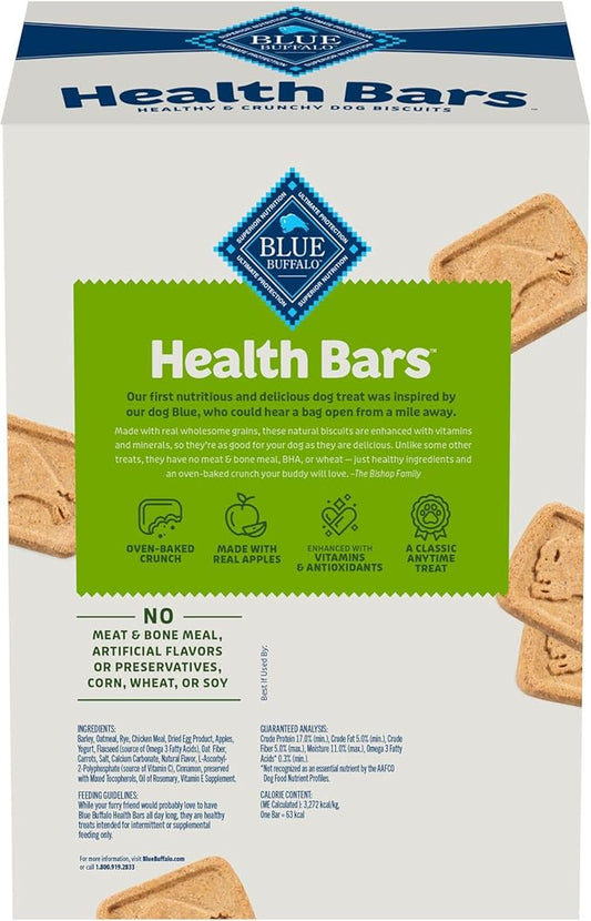 Blue Buffalo Health Bars Crunchy Dog Biscuits, Oven-Baked with Natural Ingredients, Apples & Yogurt, 3.5-lbs Box