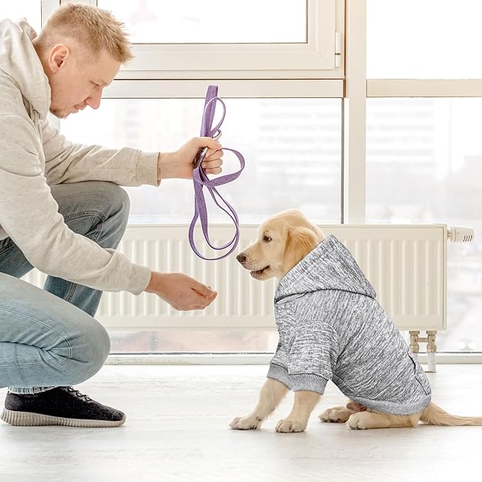 Soft Dog Clothes Sweatshirt with Pocket - Fleece Dog Sweater Hoodie for Small Dogs & Puppies (Grey & XS)