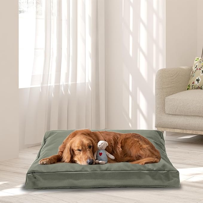 Replacement Dog Bed Cover,Heavy Duty Waterproof Removable 36" L x 27" W x 4" H Reusable Dog Bed Covers with Zipper.Grey Green,Cover Only