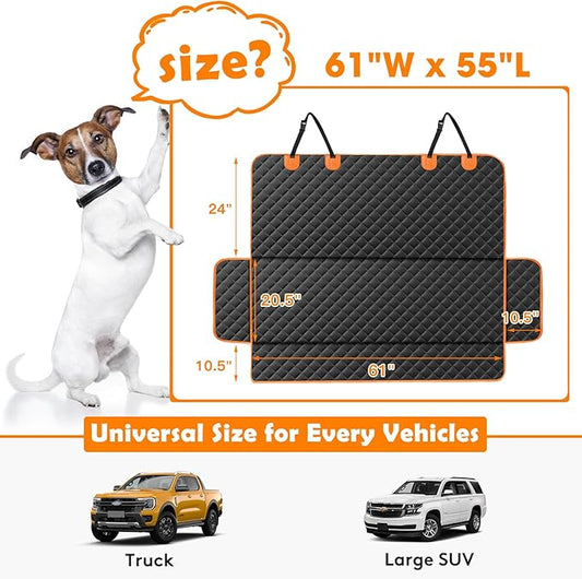 MIXJOY Truck Back Seat Cover for Dogs, Waterproof Pet Seat Covers for Trucks, Dog Cover for Truck Back Seat, Nonslip Pet Bench Seat Cover for Ford F150 F250 F350/Chevrolet Silverado/GMC/Ram