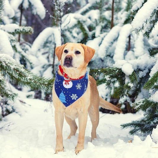Abbylike 100 Pcs Winter Dog Bandanas Bulk Blue Snowflake Bandanas for Dogs Triangle Kerchief Bibs Scarf for Pet Xmas Costume Photo Props Accessories Pet Shops Grooming, 25 Styles (25.6 x 17.7 x 17.7)