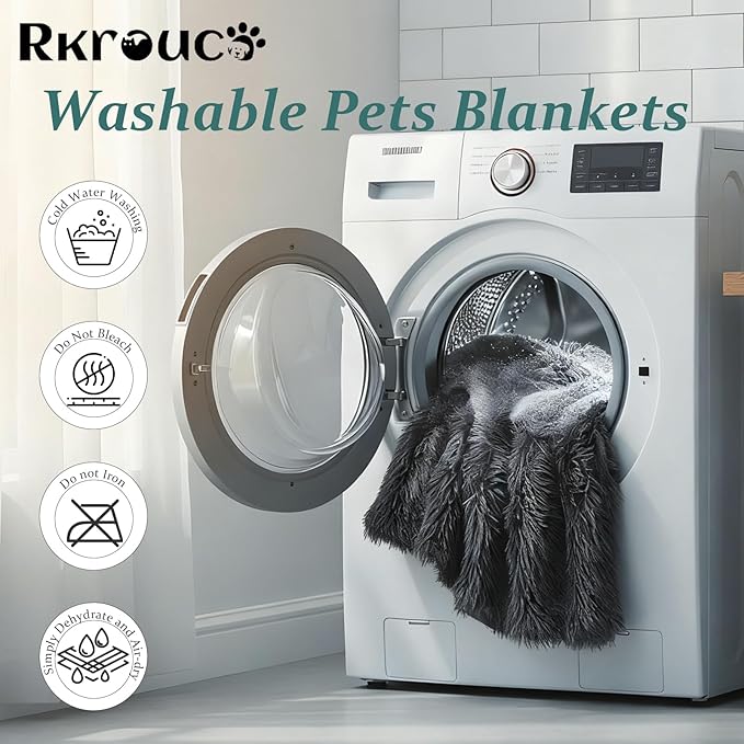 Pets Bed Blanket Dogs Reversible Soft Dog Throw Blankets Cats Mat Sleeper Fuzzy Pet Couch Covers Washable Cat Puppy Cover for Beds Car Sofa Travel Double Sided Furniture Protection (Dark Gray,M)