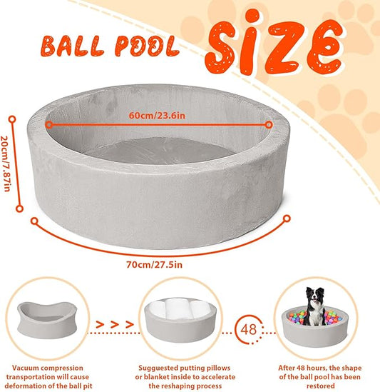 Dog Beds, 27 Inch Round Foam Pet Beds,Suitable for Small Dog & Cat to Sleep in and Play in The Ball Pit,Gray - Ideal for Puppies and Kittens(Balls NOT Included)...
