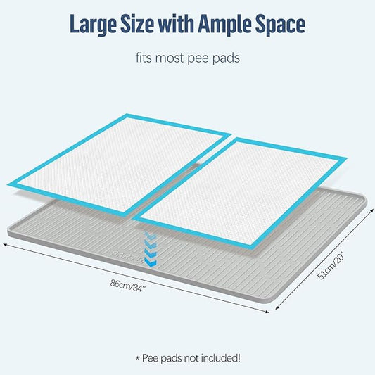 Bartuke Pee Pad Holder for Dogs, 34" x 20" Large Silicone Pee Tray Mat High Edge, Leak-Proof, No Spill Pet Pad Holder for Puppy, Cat, Rabbit, Training Pads for Floor Protection, No Pee Pads
