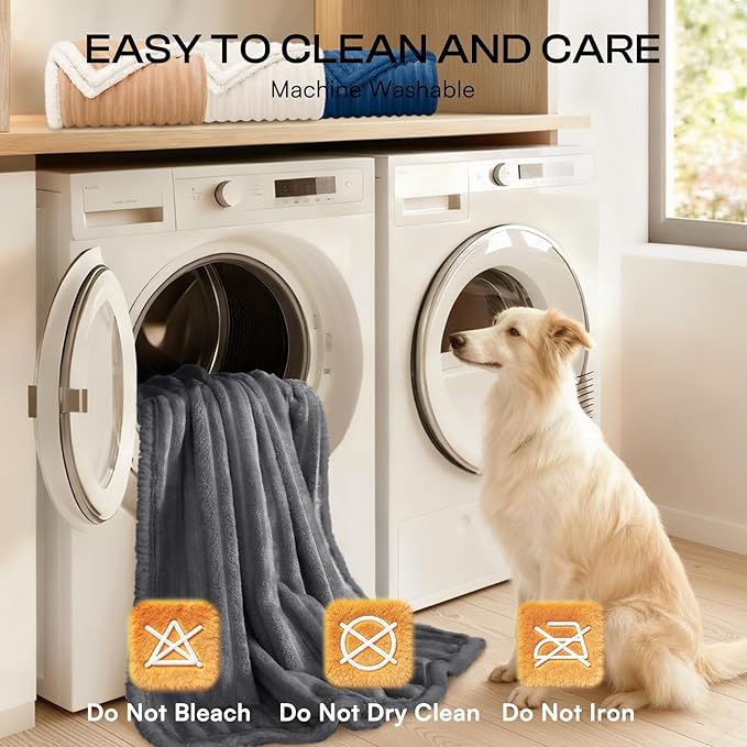 Luciphia Waterproof Dog Blanket for Medium Large Dogs Ultra-Soft Calming Cut Pile Flannel Throw Durable & Warm Furniture Protection for Couch Car Pet Blanket Machine Washable Stone Gray,M(57''x40'')