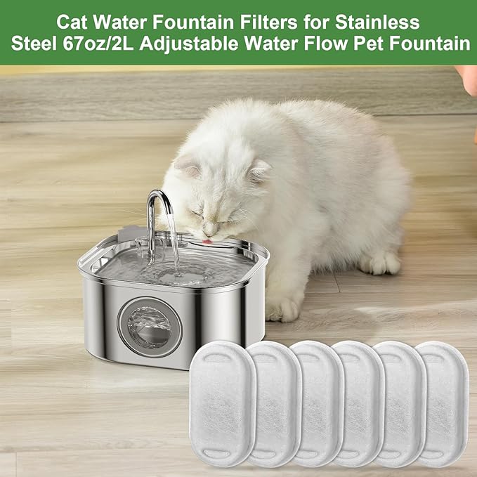 Cat Fountain Filters, 16 Pack Cat Water Fountain Filter for Stainless Steel 67oz/2L Pet Fountain, Replacement Filters for Pet Drinking Fountain