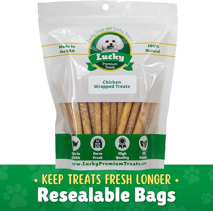 Chicken Wrapped Rawhide Dog Treats – 40ct. Rawhide Chew Sticks – Long Lasting Chews for Small Dogs Made in The USA with Natural Chicken and Beef Hide