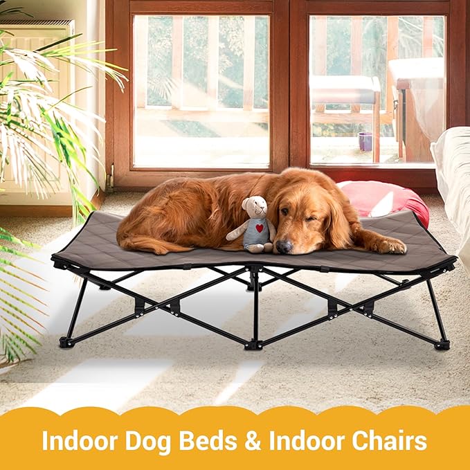 KingCamp Elevated Dog Bed for XL Dogs, Outdoor Raised Cooling Pet Cot Bed with Washable Breathable Mesh & No-Slip Feet Perfect for Camping, Backyard, Indoor Use (X-Large, Black)