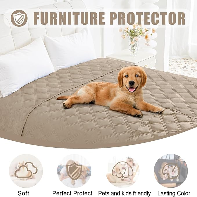 Smiry Waterproof Dog Bed Cover Blanket 40x80, Soft Reversible Pet Blanket, Washable Leakproof Cats Dogs Couch Cover for Sofa, Couch, Furniture, Lattice, Taupe/Taupe