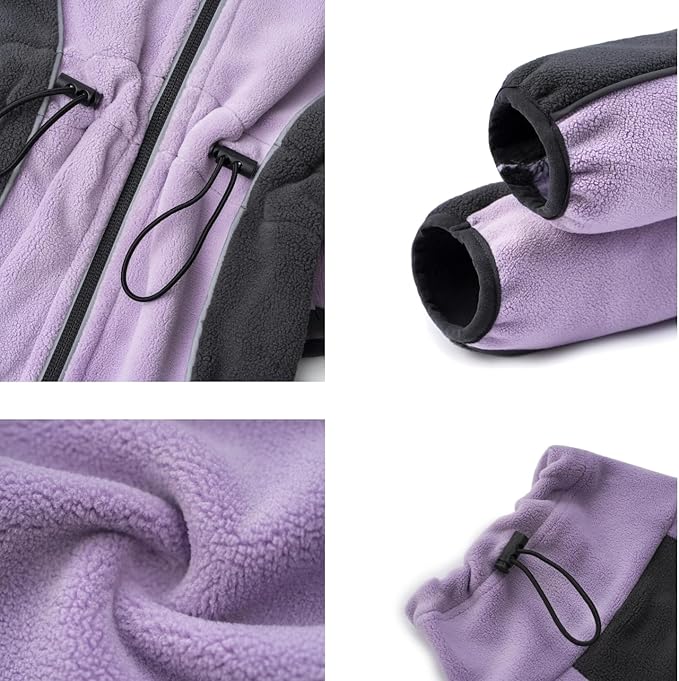 Fleece Dog Coat for Small Medium Dog,Pullover Pajamas Jumpsuit Bodysuit Puppy Coats with Legs, Pet Windproof Warm Cold Weather Jacket Full Body Vest Cozy Snowsuit Outfit Clothes (Purple, S)
