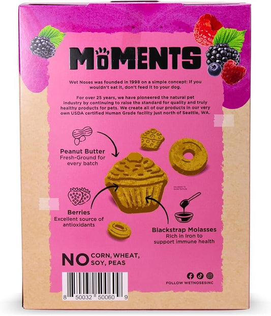 Wet Noses Moments Non-GMO Peanut Butter & Berry Crunchy Dog Treats - 14oz | No Corn, Wheat, Soy or Peas, Made with 5 Simple Ingredients