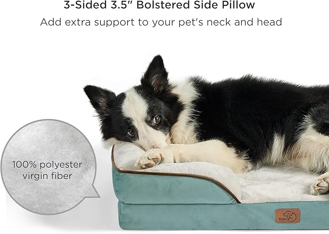 Bedsure Orthopedic Dog Bed Medium Size Dogs - Washable Medium Dog Cat Bed Waterproof, Comfort Pet Couch Sofa with Washable Removable Cover, Pets Bed with Nonskid Bottom, Washed Blue, 28"