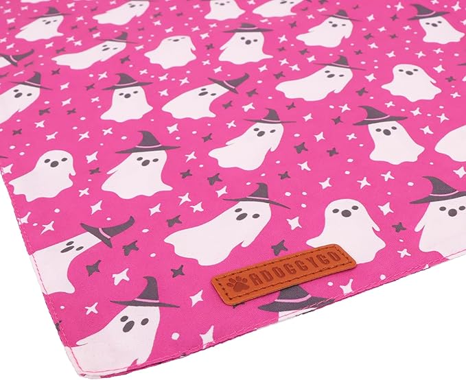 ADOGGYGO Halloween Dog Bandana, Pumpkin Ghost Pet Scarf, Premium Durable Fabric, Adjustable Fit Halloween Bandanas for X-Large Dogs Pets (X-Large)