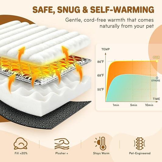 Cat Bed, Cat Beds for Indoor Cats, Winter Self Warming Pet Sofa Bed, Washable Medium Pet Bed for Puppy and Small to Large Kitten with Anti-Slip Bottom, Fits Up to 65lbs Pets