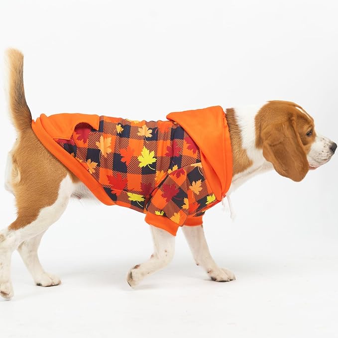 PUPTECK Fall Winter Dog Hoodie Pet Sweatshirt Soft Warm Clothes Fleece Lined with Hat for Small Medium Large Dogs, Pocket Design, Brown XL