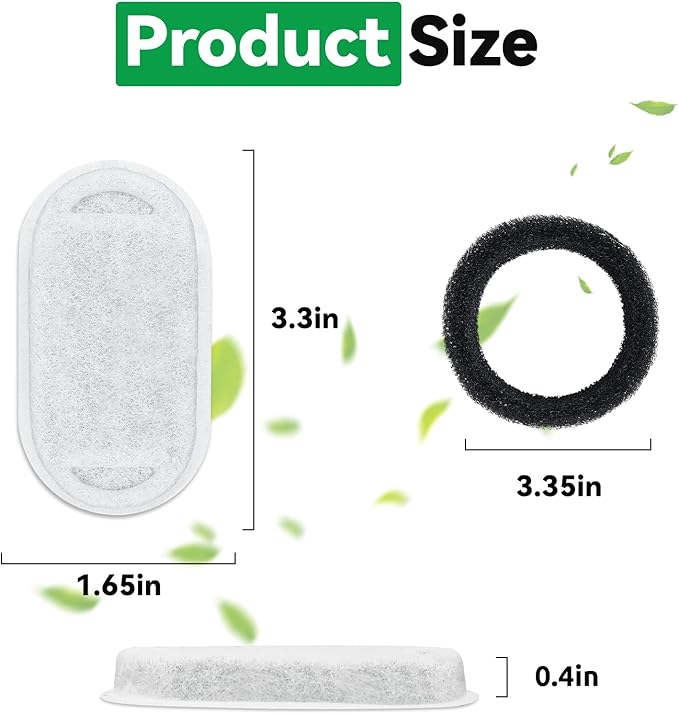 40 Packs for Cat Water Fountain Filters Replacement,Compatible with Tomxcute Cat Fountain Filter for 67oz/2L&108oz/3.2L Dog Water Dispenser (20 Replacement Water Filters & 20 Pre-Filter Sponges)