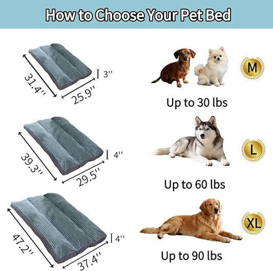 Big Dog Bed for Large/Medium Sized Dogs - Removable Washable Cover, Non-Slip Bottom, Dog Crate Pad Comfort Cushion for Joint Relief, Deep Sleep & Home Decor
