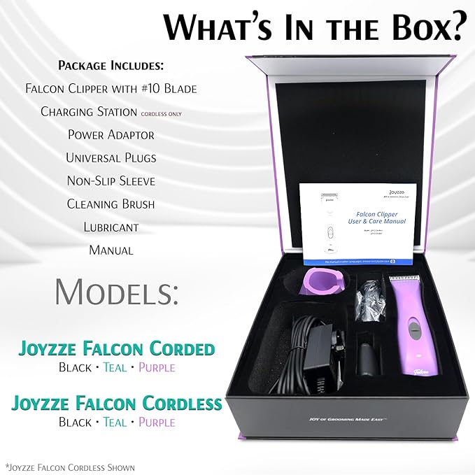 Falcon Cordless Clipper 2 Speed - Professional Grooming with Precision, Power, Low Noise, Dog Clippers for Grooming (Falcon Purple)