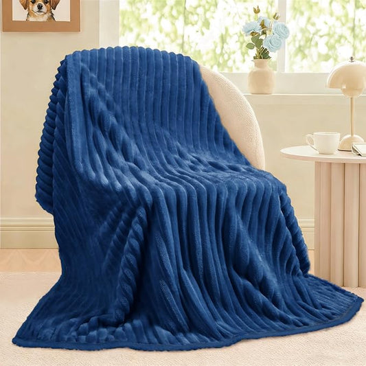 Luciphia Waterproof Dog Blanket for Large Dogs Ultra-Soft Calming Cut Pile Flannel Throw Durable & Warm Furniture Protection for Couch Bed Pet Human Blanket Machine Washable Deep Navy,XL(85''x57'')