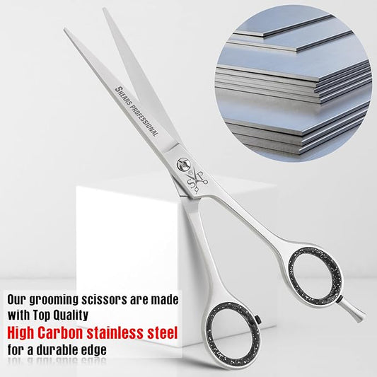 Hair Cutting Scissors, All Purpose 8 Inch Stainless Steel, Sharp Edge Blades, Dog Grooming Scissors, Hairdressing Texturizing Salon Razor Edge Scissor, Hair Shears for Barber Scissor